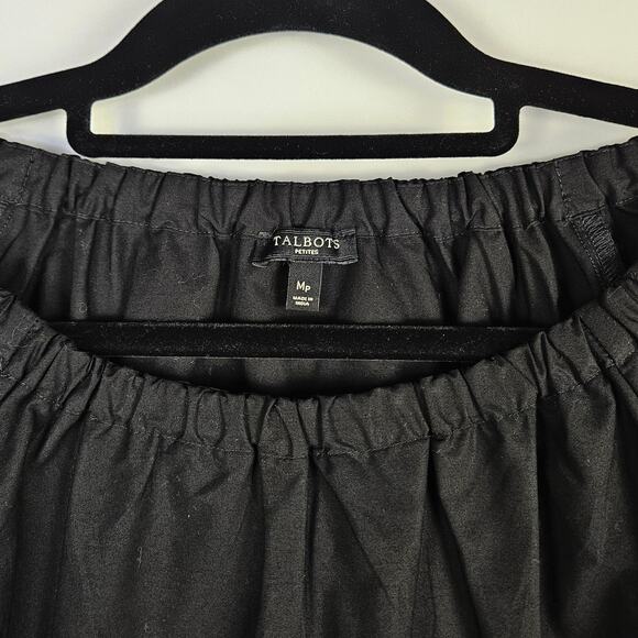 Talbots Petites Black Embroidered Peasant Top Blouse Boho Floral 3/4 Sleeve MP - Picture 5 of 9